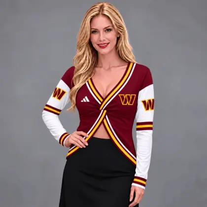Washington Commanders | Premium NFL Luxe Allure Deep V-Neck Wrap Top NTH1