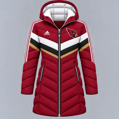 Arizona Cardinals | Premium NFL Luxe Winter Elegance Long Hooded Puffer Coat NTH1