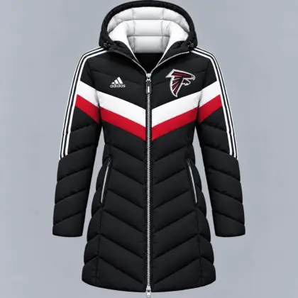 Atlanta Falcons | Premium NFL Luxe Winter Elegance Long Hooded Puffer Coat NTH1