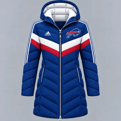 Buffalo Bills | Premium NFL Luxe Winter Elegance Long Hooded Puffer Coat NTH1