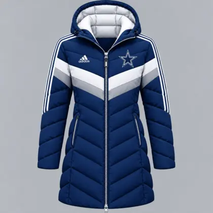 Dallas Cowboys | Premium NFL Luxe Winter Elegance Long Hooded Puffer Coat NTH1