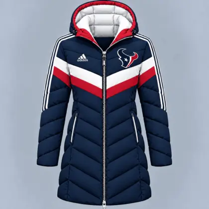Houston Texans | Premium NFL Luxe Winter Elegance Long Hooded Puffer Coat NTH1