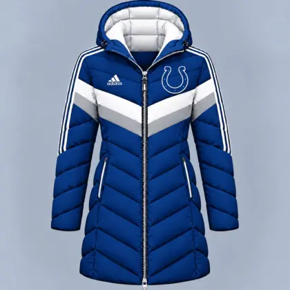 Indianapolis Colts | Premium NFL Luxe Winter Elegance Long Hooded Puffer Coat NTH1