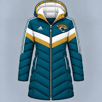 Jacksonville Jaguars | Premium NFL Luxe Winter Elegance Long Hooded Puffer Coat NTH1