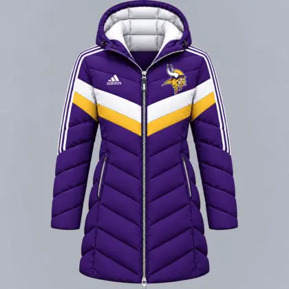 Minnesota Vikings | Premium NFL Luxe Winter Elegance Long Hooded Puffer Coat NTH1