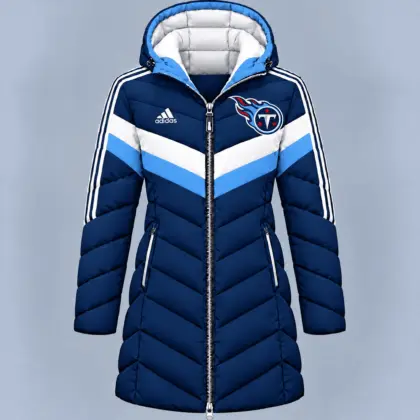 Tennessee Titans | Premium NFL Luxe Winter Elegance Long Hooded Puffer Coat NTH1
