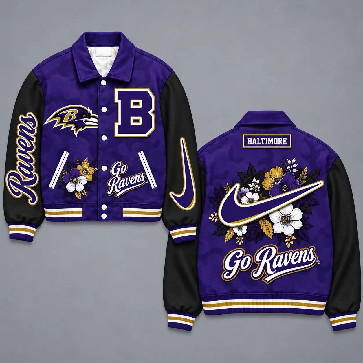 Baltimore Ravens | Premium NFL Floral Varsity Jacket NY
