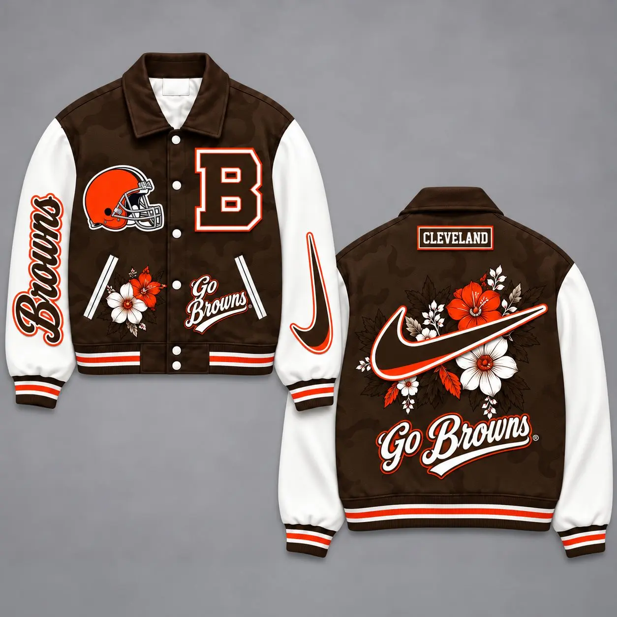 Cleveland Browns | Premium NFL Floral Varsity Jacket NY