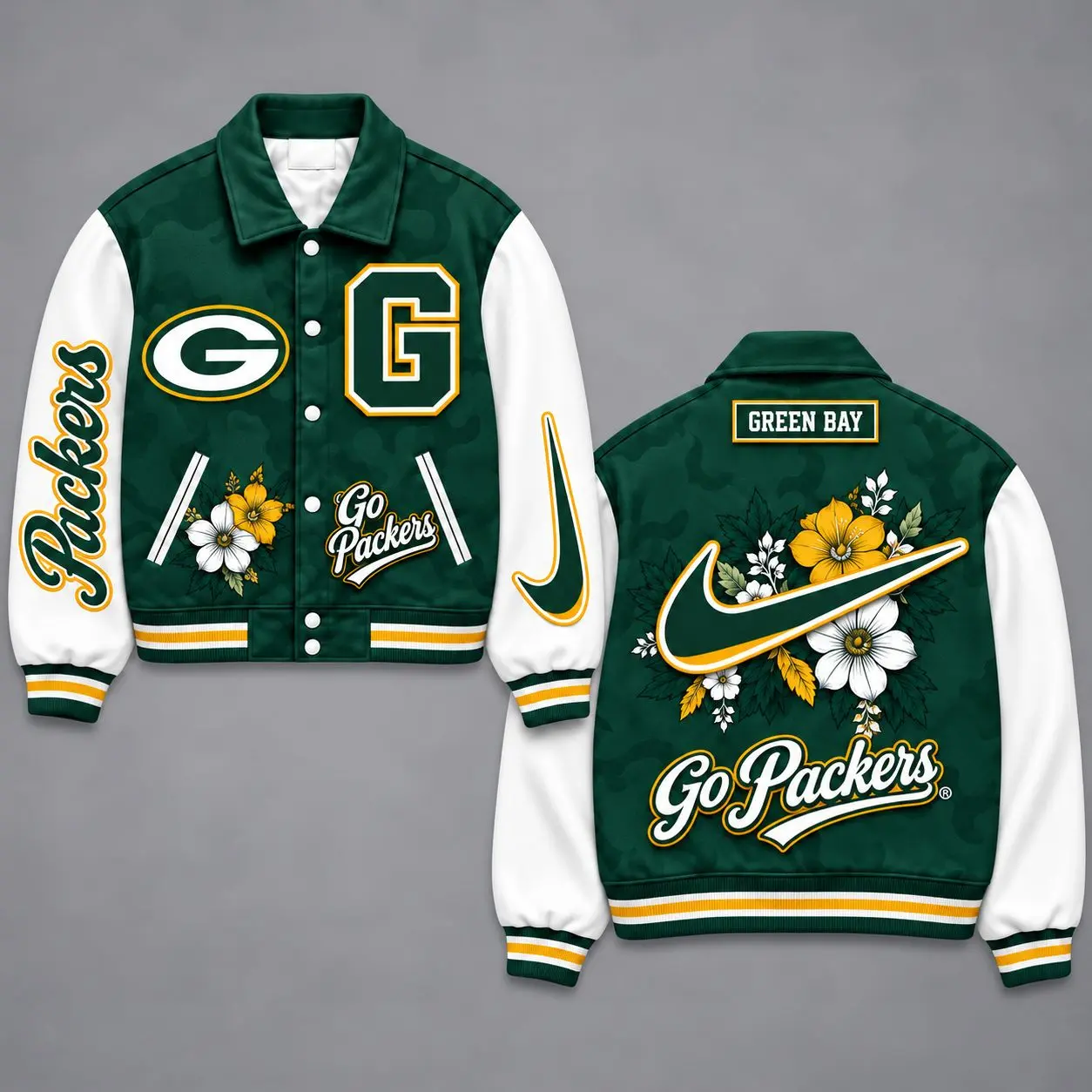 Green Bay Packers | Premium NFL Floral Varsity Jacket NY