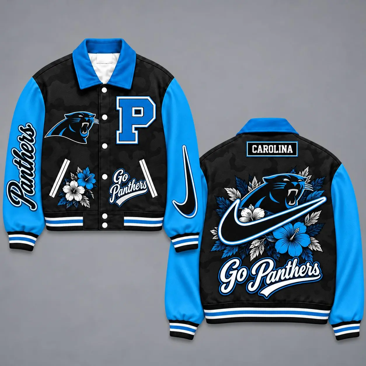 Carolina Panthers | Premium NFL Floral Varsity Jacket NY