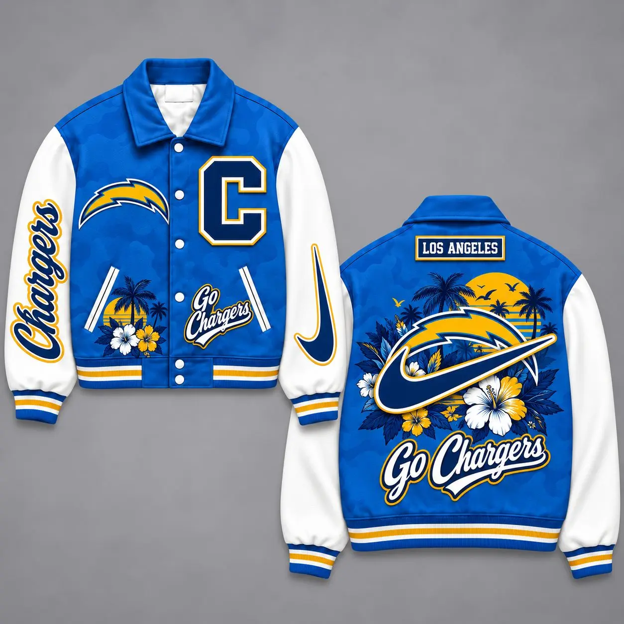 Los Angeles Chargers | Premium NFL Floral Varsity Jacket NY
