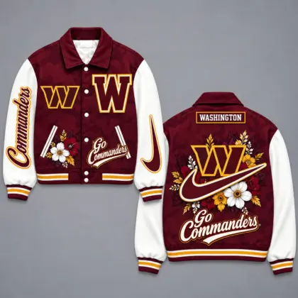 Washington Commanders | Premium NFL Floral Varsity Jacket NY