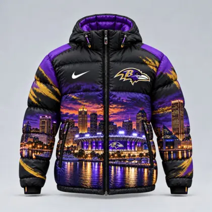 Baltimore Ravens | Premium NFL Game Day Ready Hooded Puffer Jacket NY