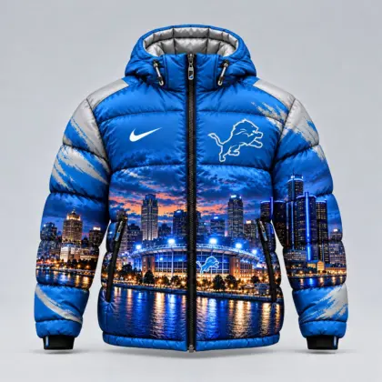 Detroit Lions | Premium NFL Game Day Ready Hooded Puffer Jacket NY