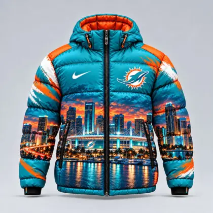 Miami Dolphins | Premium NFL Game Day Ready Hooded Puffer Jacket NY