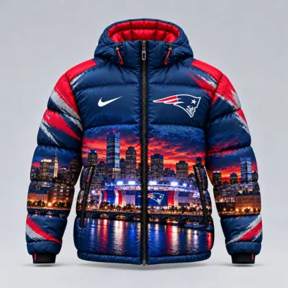 New England Patriots | Premium NFL Game Day Ready Hooded Puffer Jacket NY