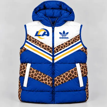 Los Angeles Rams | Premium NFL Luxe Leopard Elegance Hooded Puffer Vest NTH1