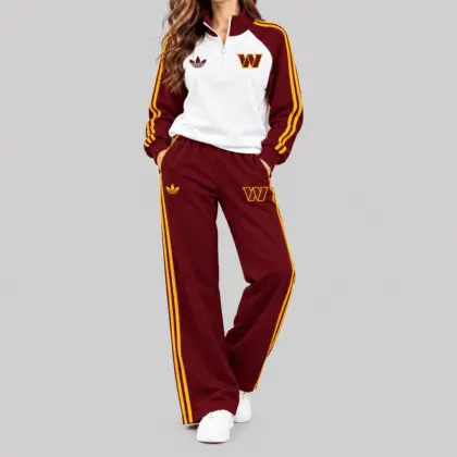 Washington Commanders | NFL Raglan Quarter Zip Wide Leg Set TD