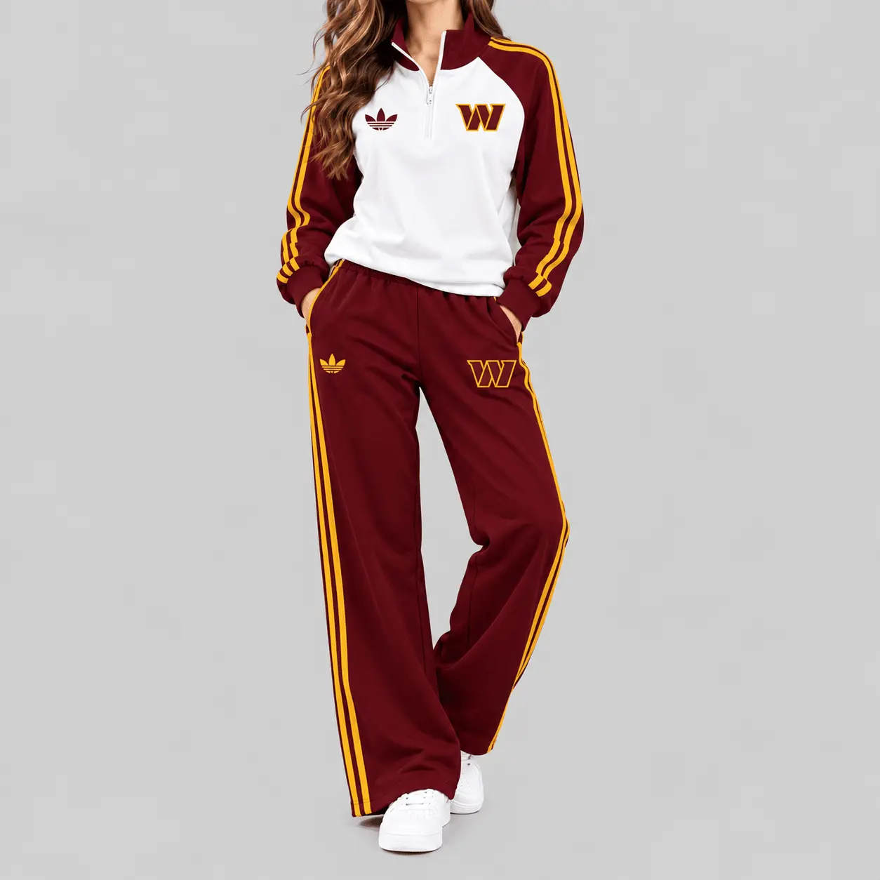 Washington Commanders | NFL Raglan Quarter Zip Wide Leg Set TD