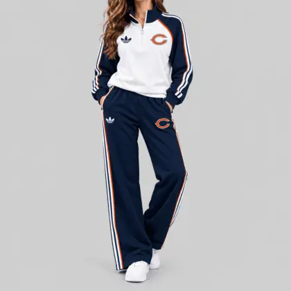 Chicago Bears | NFL Raglan Quarter Zip Wide Leg Set TD