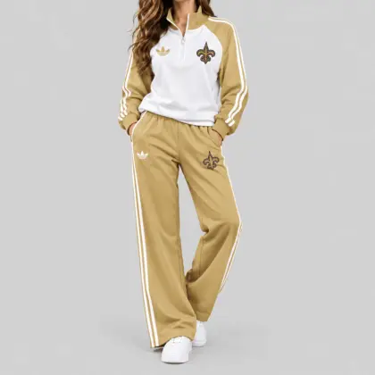 New Orleans Saints | NFL Raglan Quarter Zip Wide Leg Set TD