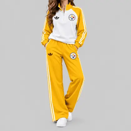 Pittsburgh Steelers | NFL Raglan Quarter Zip Wide Leg Set TD