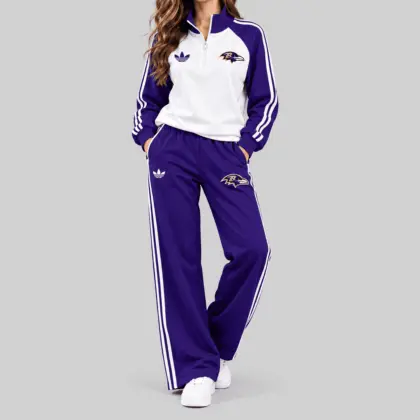 Baltimore Ravens | NFL Raglan Quarter Zip Wide Leg Set TD