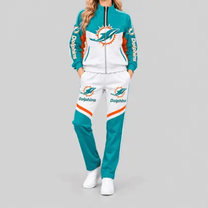 Miami Dolphins | NFL Color Block Track Jacket Jogger Set TD