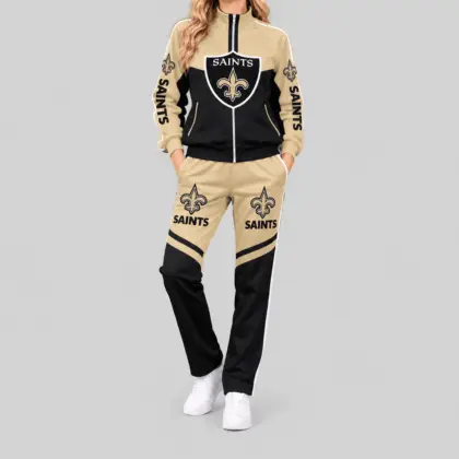 New Orleans Saints | NFL Color Block Track Jacket Jogger Set TD