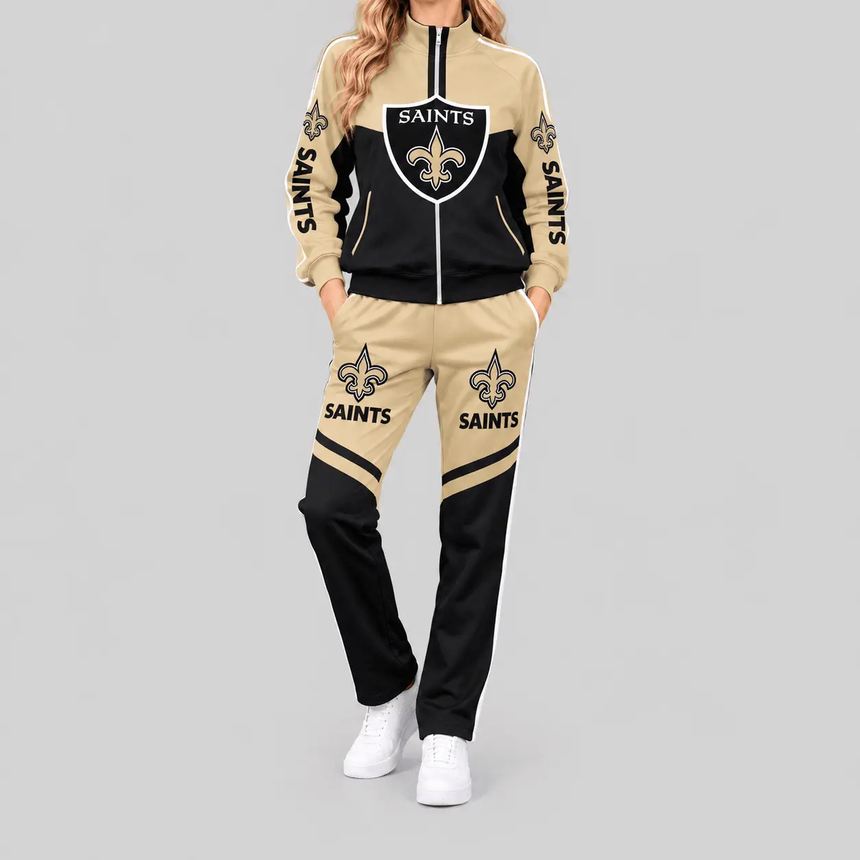 New Orleans Saints | NFL Color Block Track Jacket Jogger Set TD