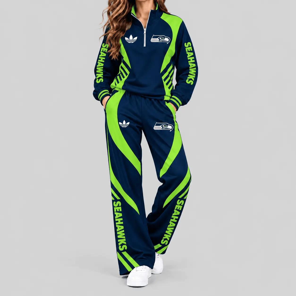 Seattle Seahawks | NFL Curved Stripe Quarter Zip Set TD