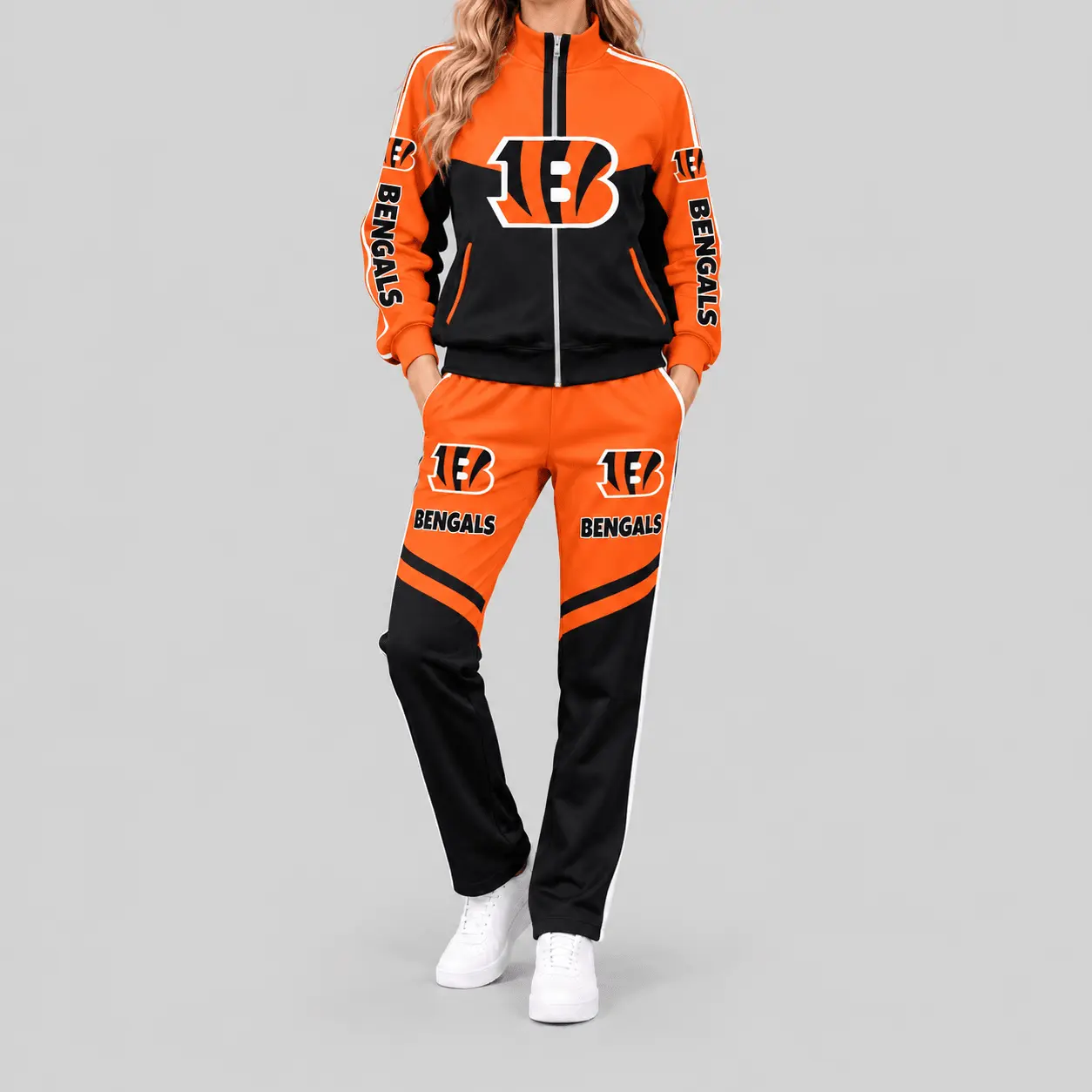 Cincinnati Bengals | NFL Color Block Track Jacket Jogger Set TD