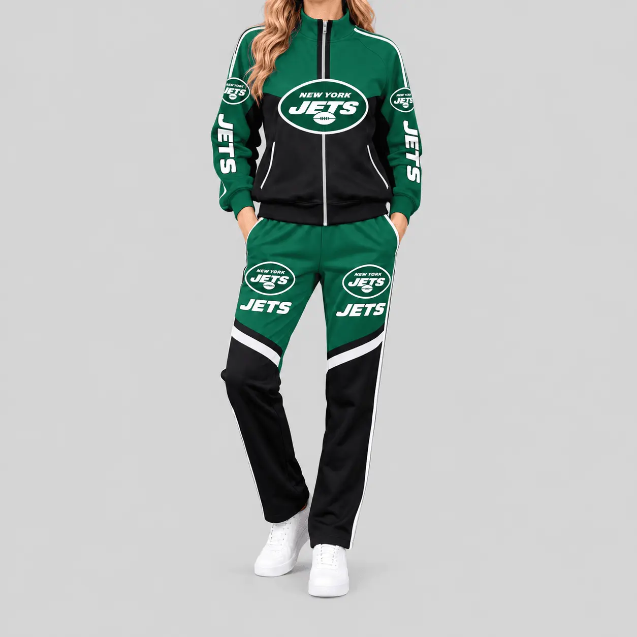 New York Jets | NFL Color Block Track Jacket Jogger Set TD
