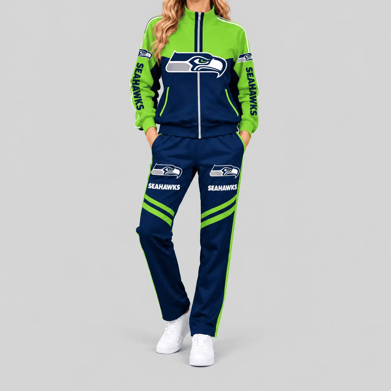 Seattle Seahawks | NFL Color Block Track Jacket Jogger Set TD