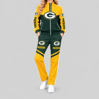 Green Bay Packers | NFL Color Block Track Jacket Jogger Set TD