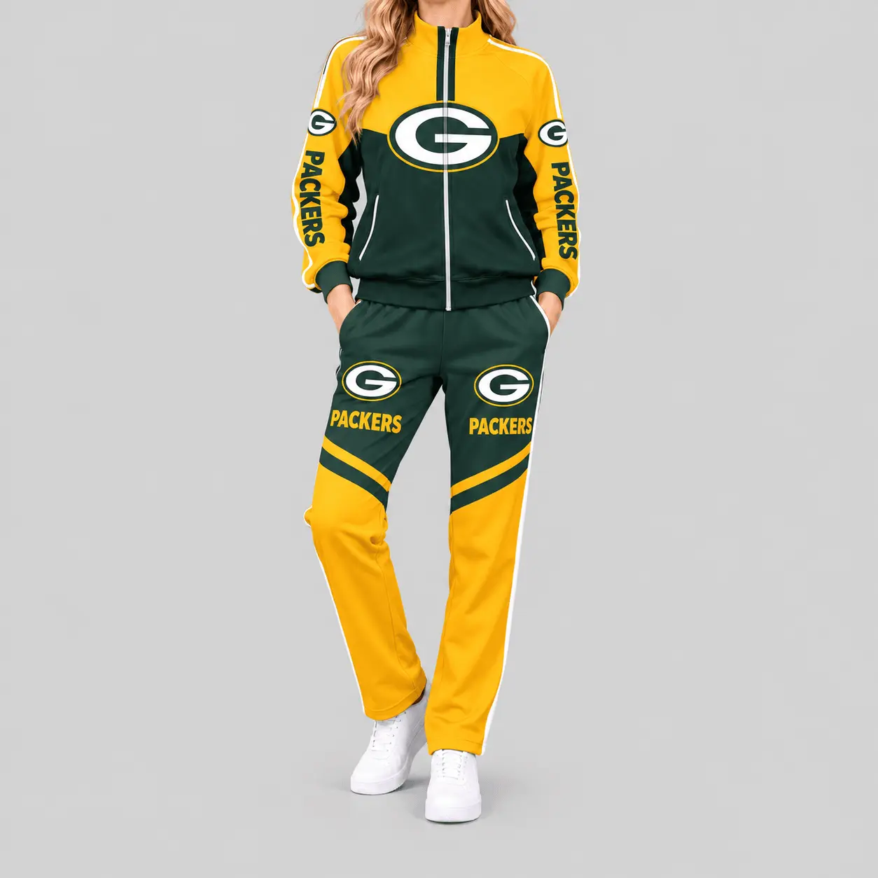 Green Bay Packers | NFL Color Block Track Jacket Jogger Set TD