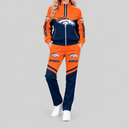 Denver Broncos | NFL Color Block Track Jacket Jogger Set TD