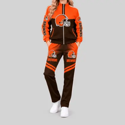 Cleveland Browns | NFL Color Block Track Jacket Jogger Set TD