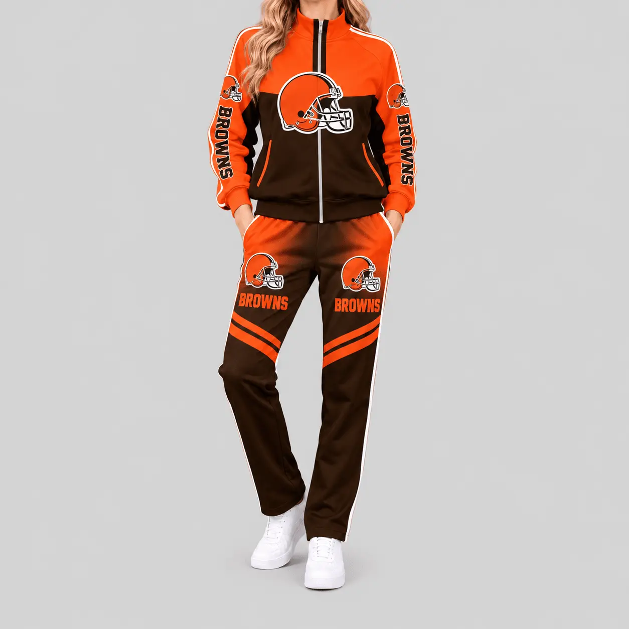 Cleveland Browns | NFL Color Block Track Jacket Jogger Set TD