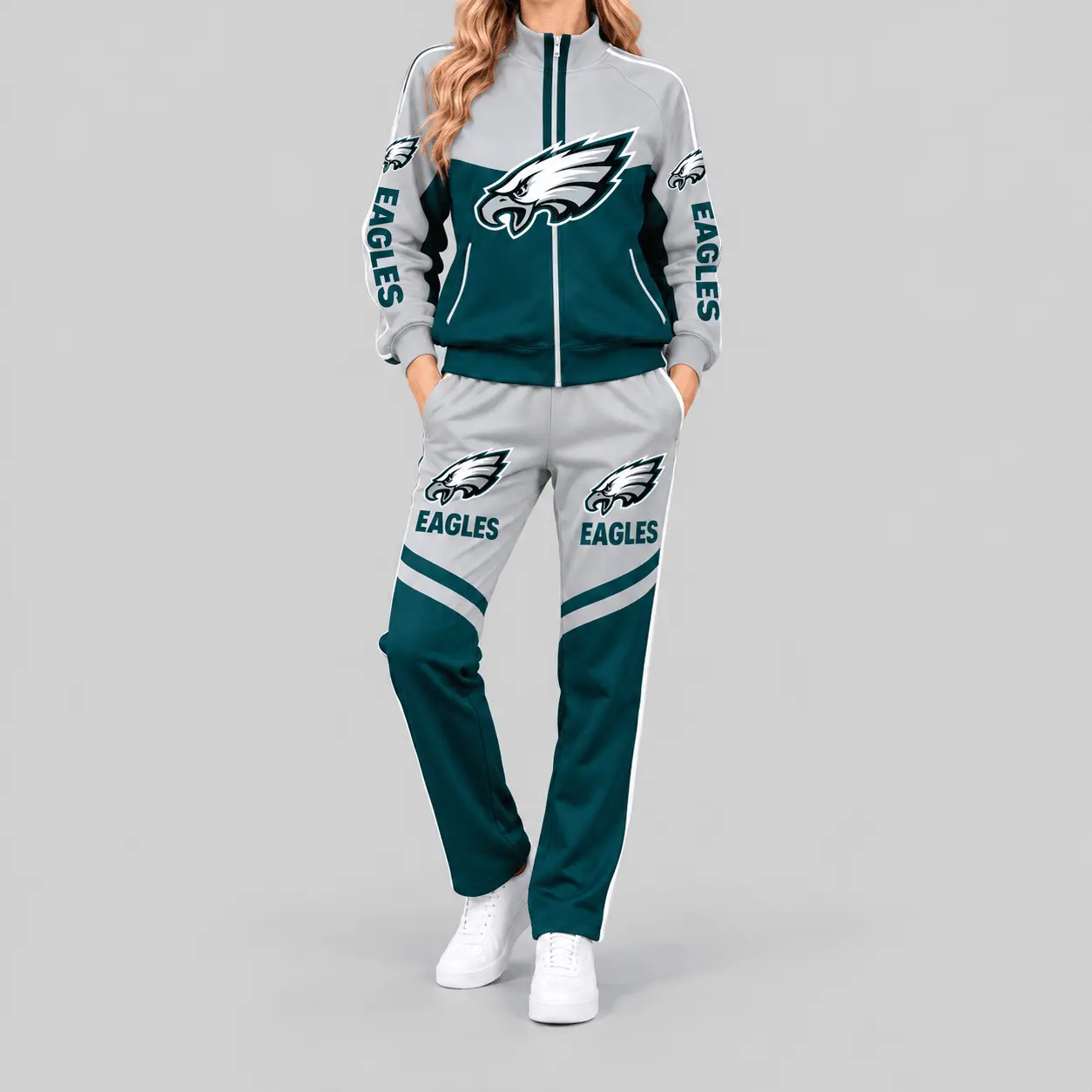 Philadelphia Eagles | NFL Color Block Track Jacket Jogger Set TD
