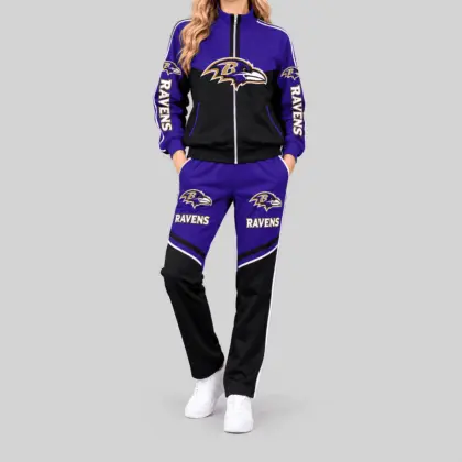 Baltimore Ravens | NFL Color Block Track Jacket Jogger Set TD