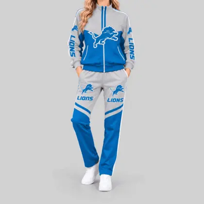 Detroit Lions | NFL Color Block Track Jacket Jogger Set TD