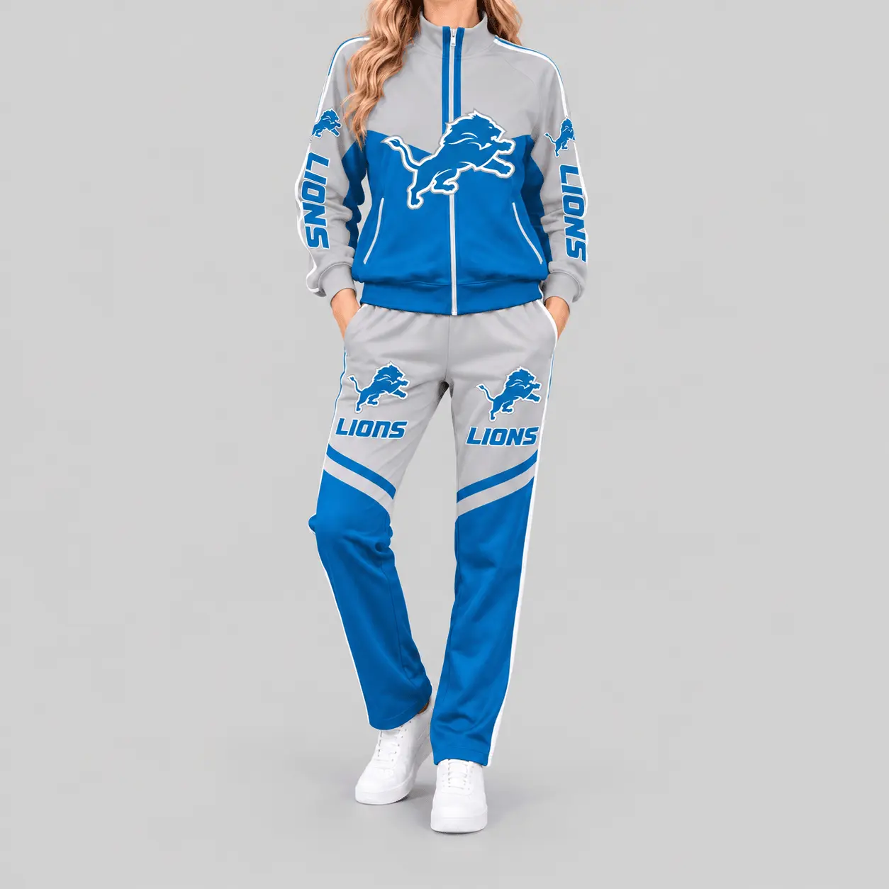 Detroit Lions | NFL Color Block Track Jacket Jogger Set TD