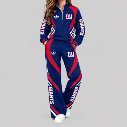 New York Giants | NFL Curved Stripe Quarter Zip Set TD