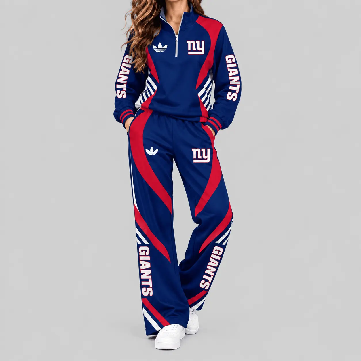 New York Giants | NFL Curved Stripe Quarter Zip Set TD