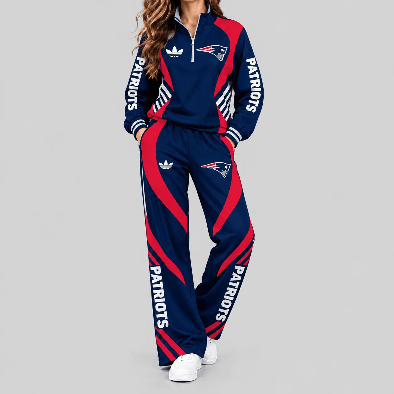 New England Patriots | NFL Curved Stripe Quarter Zip Set TD