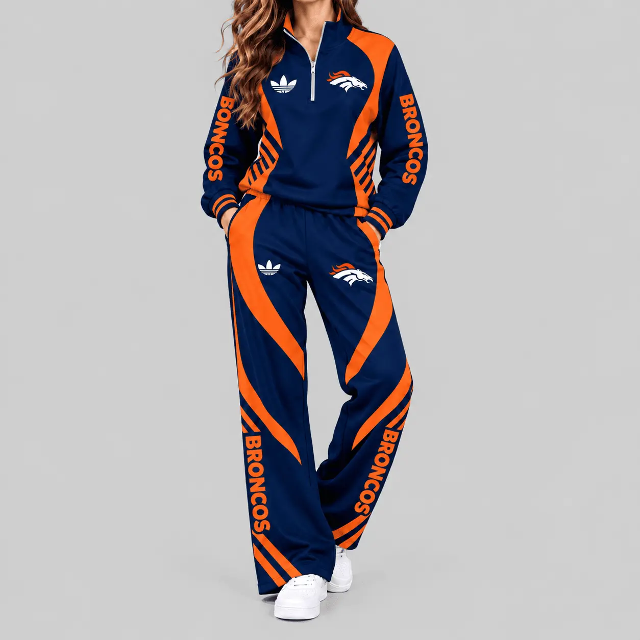 Denver Broncos | NFL Curved Stripe Quarter Zip Set TD