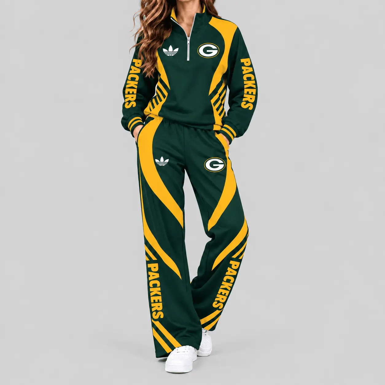 Green Bay Packers | NFL Curved Stripe Quarter Zip Set TD