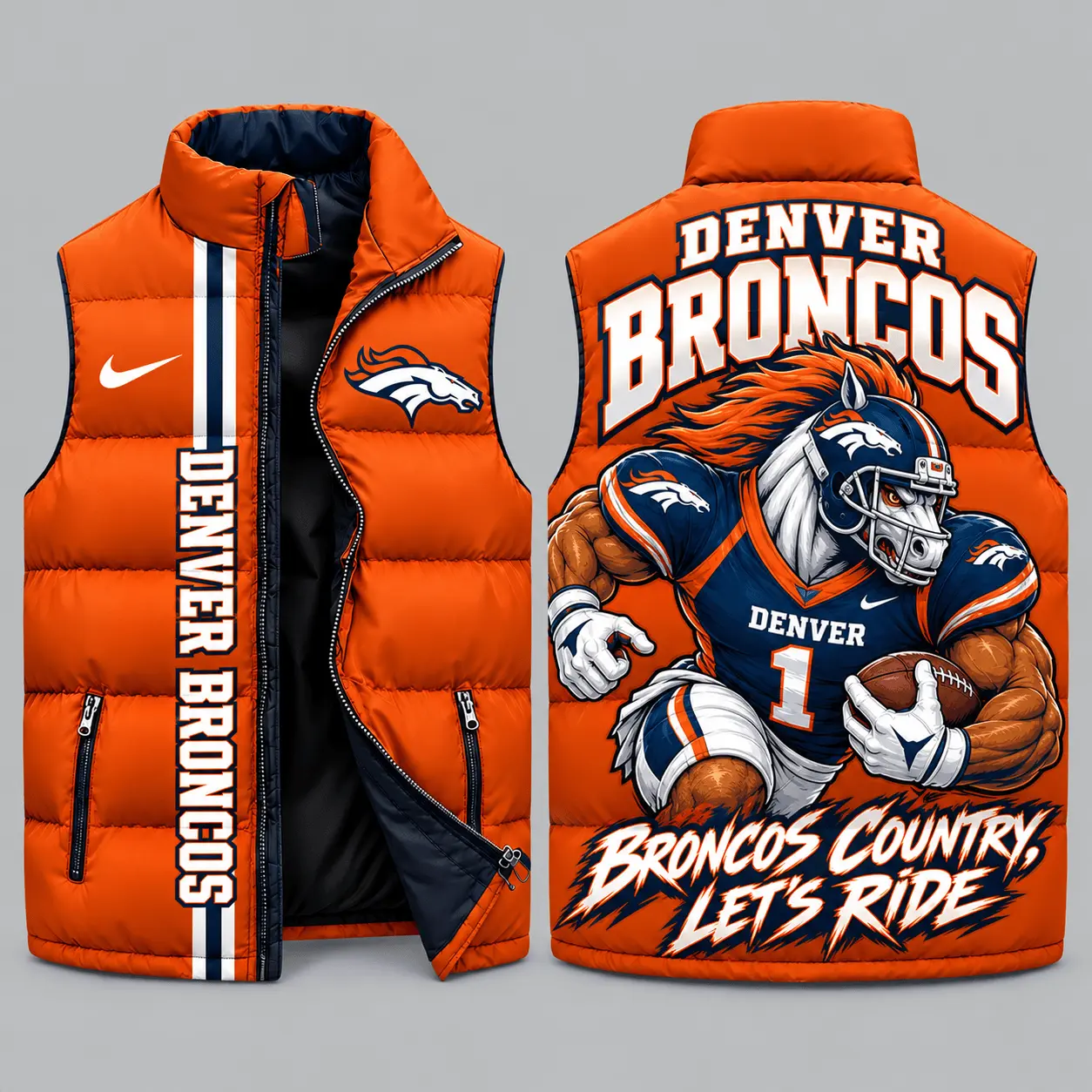 Denver Broncos | NFL Charging Mascot Puffer Vest TD