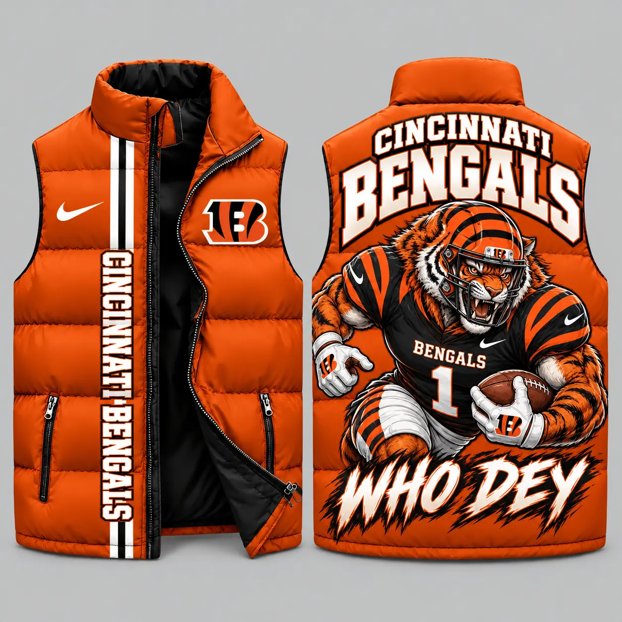 Cincinnati Bengals | NFL Charging Mascot Puffer Vest TD